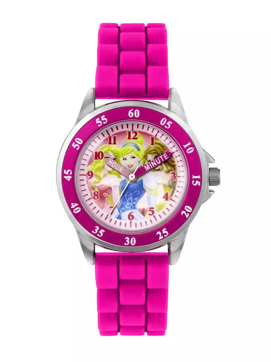 Disney Kinder-Analoguhr Princess mit Kautschuk/Plastikarmband Fuchsie