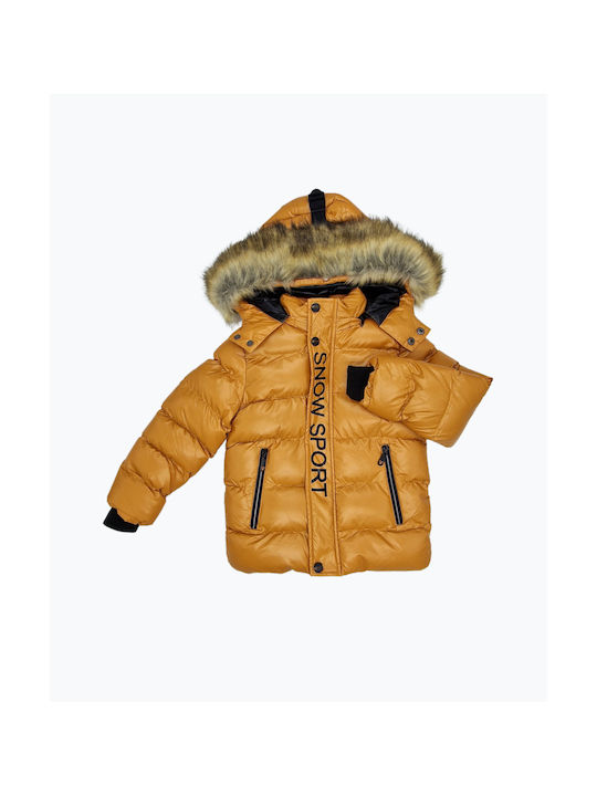 Ativo Waterproof Kids Quilted Jacket with Lining & Hood Coffee