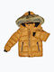 Waterproof Kids' Quilted Jacket with Lining & Hood Brown