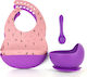 Queen Mother Feeding Set Purple-pink With Ballerinas - made of Silicone with Non-Slip Base Purple 3pcs for 6+ months