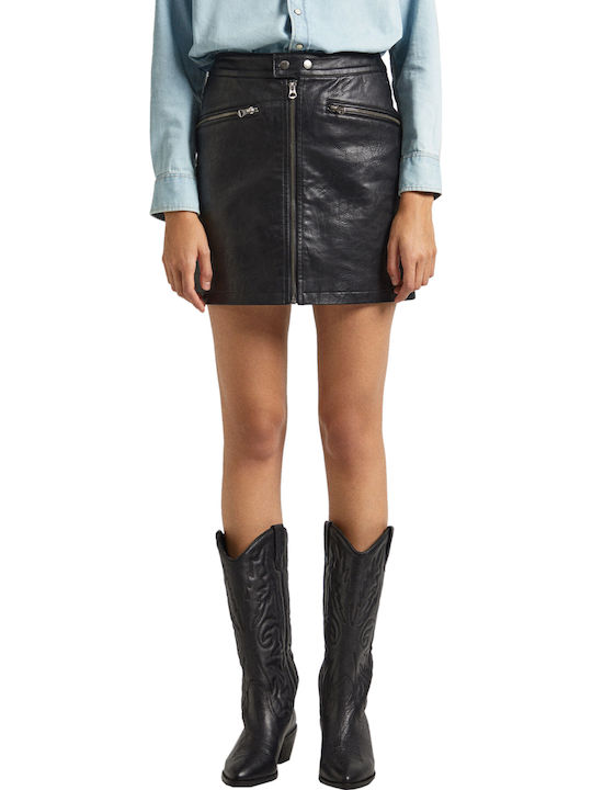 Pepe Jeans Safire Leder Mini Rock Schwarz