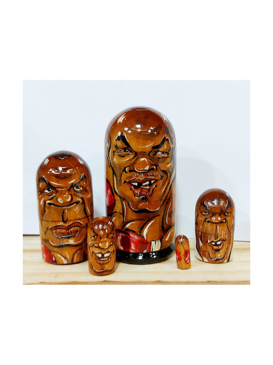 Wooden Decorative Miniature Μπαμπούσκα Tyson 11cm 5pcs