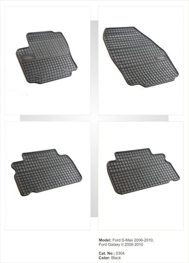 Refref Set of Front and Rear Mats 4pcs Tray Type for Mercedes-Benz S Ford Galaxy Scania S 2006+ Black