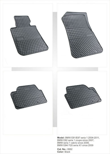Refref Set of Front and Rear Mats 4pcs Tray Type for BMW Series 1 2004-2015 Black