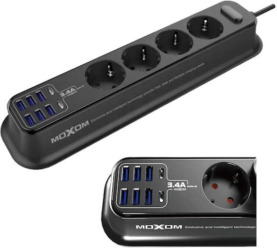 Power Strip with Surge Protection 4 Positions with 6 USB-A, 2 USB-C and Switch
