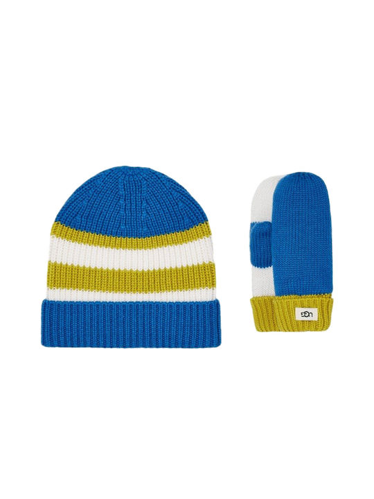 Ugg Australia Kids Beanie Set with Gloves Knitted Blue