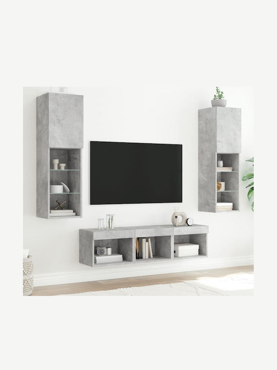 Wohnzimmer TV-Einheit Grey mit Beleuchtung L120xB30xH150cm