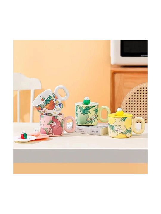 Etoile Ceramic Mug with Lid in Various Colors Multicolour 350ml (Various Colors)