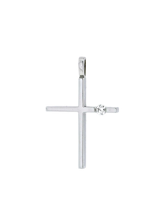 Women's White Gold Cross 18K