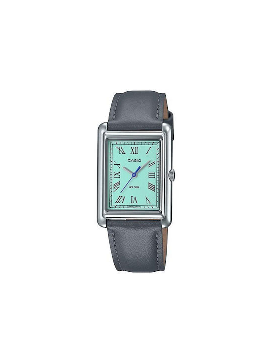 Casio Watch with Gray Leather Strap