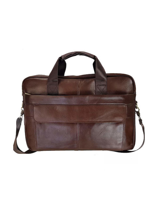 AC Leather Men's Briefcase Brown