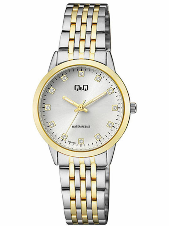 Q&Q Γυναικείο Ρολόι 32mm Μπαταρίας με Χρυσό Μεταλλικό Μπρασελέ