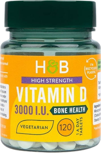 Holland & Barrett High Strength Vitamin D Vitamin für Stärkung des Immunsystems & die Knochengesundheit 3000iu 120 Tabletten
