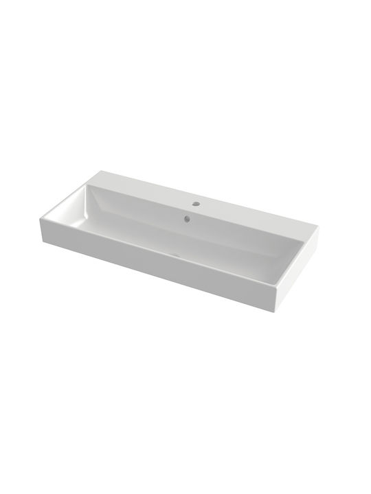 Tecla Wall-mounted / Vessel Sink Porcelain 100x45x11cm