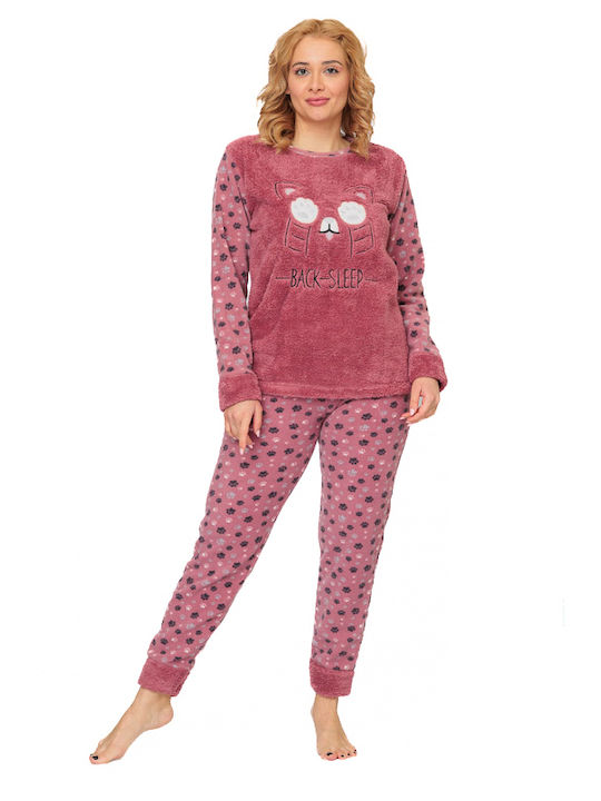 SNC Homewear Winter Women's Pyjama Set Fleece Pink