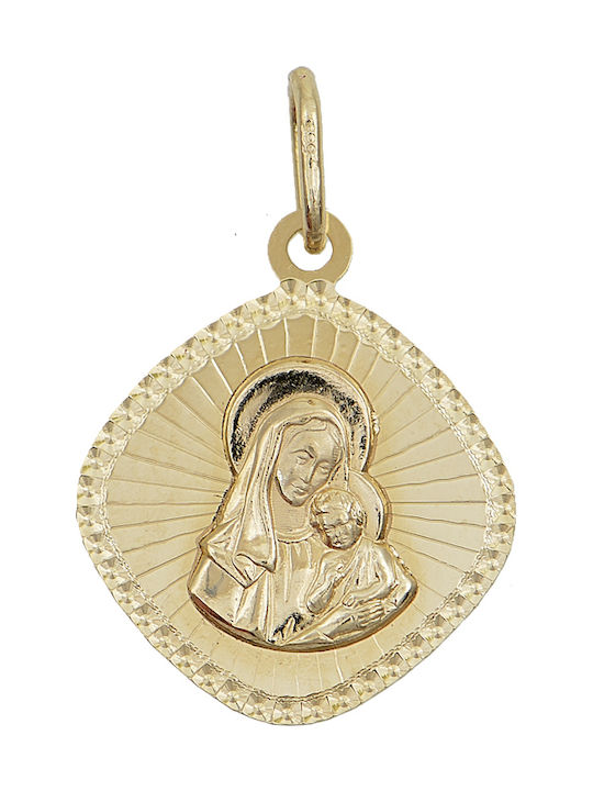 Koumian Pendant Kids Talisman with Virgin Mary from Gold 14K ΚΦ13