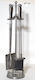 24home.gr Fireplace Tool Set with Stand Holder Silver