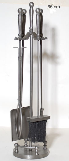 24home.gr Fireplace Tool Set with Stand Holder Silver