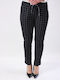 Brak Women's Fabric Trousers with Elastic Checked Black and white.