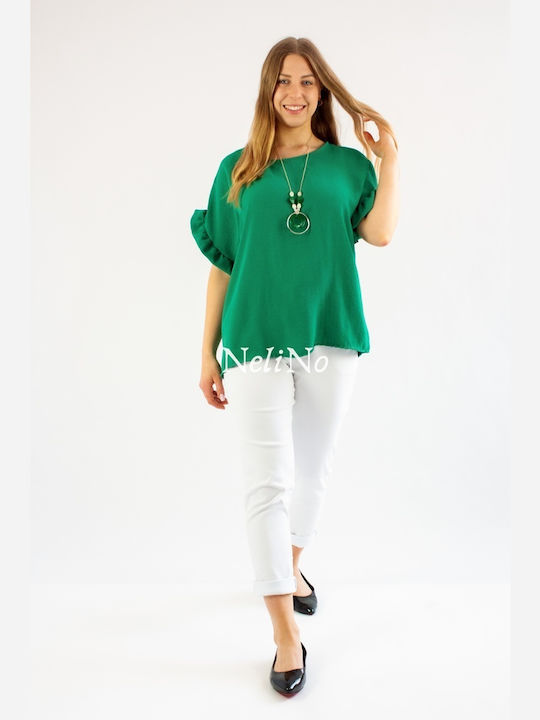 Brak Women's Blouse Short Sleeve Green
