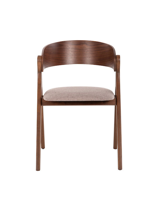 Nekker Dining Room Wooden Armchair Walnut-Beige 56x55x78cm 2pcs