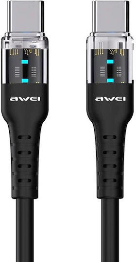 Awei CL-138Τ USB 2.0 Cable USB-C male - USB-C 60W PD Μαύρο 1m