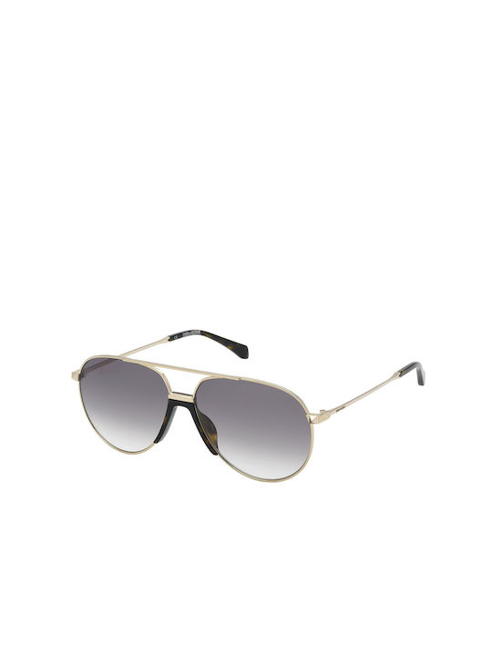 Zadig & Voltaire Men's Sunglasses with Gold Metal Frame and Black Gradient Lens SZV320 0300