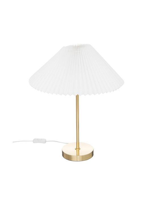 A-s Metal Table Lamp for Socket E27 with White Shade and Gold Base