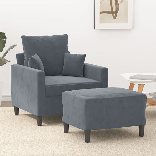 Armchair with Footstool Dark Grey 78x77x80cm
