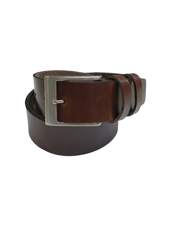 Kouros Men's Leather Wide Belt Brown