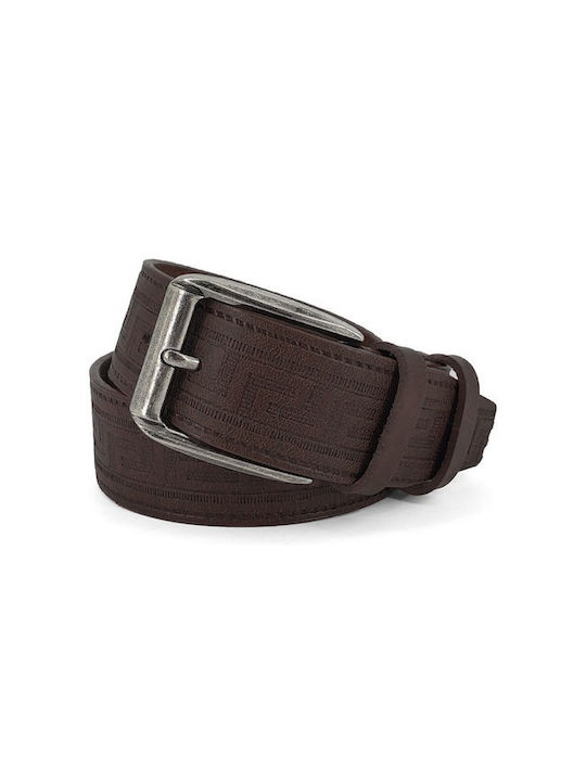 Kouros Men's Leather Wide Belt Brown