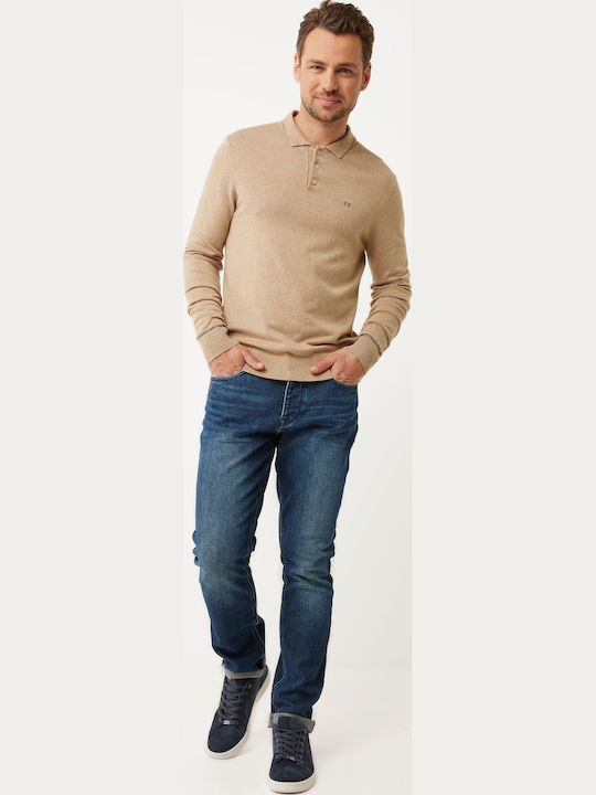 Polo Langarm-Pullover Beige