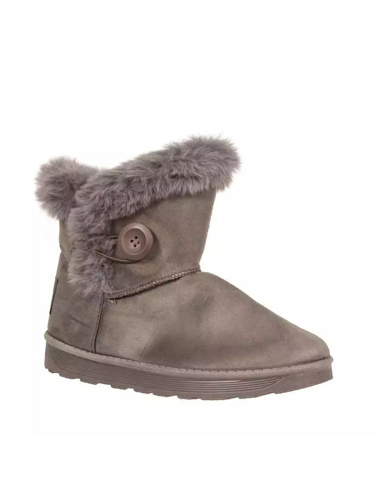 Jomix Damen Knöchelstiefel mit Pelz Khaki