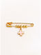 Child Safety Pin made of Gold Plated Silver with Cross