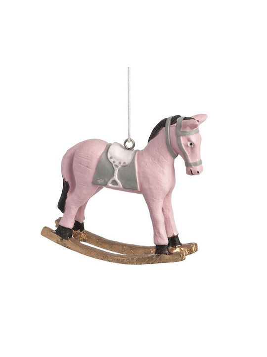 Ornament suspendat Căluț Ceramic Roz 7.3buc Set 12buc