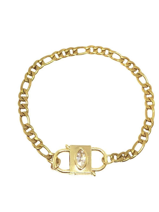 Buhay Bracelet made of Steel Gold Plated with Zircon