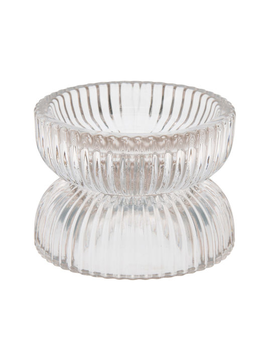 K-m Transparent Candle Holder suitable for Tealights Glass in Transparent Color 7x7x7cm 1pcs