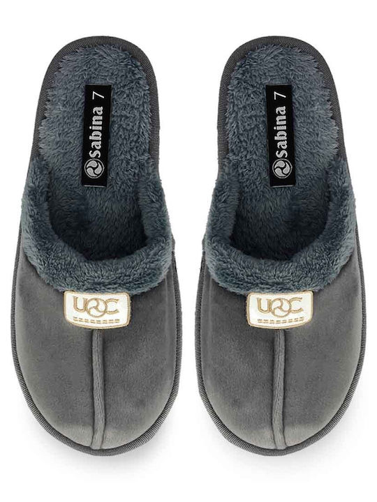 Soulis Shoes Men's Slippers with Fur Gray