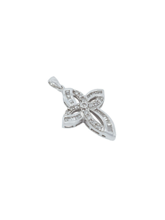 Women's White Gold Cross 18K