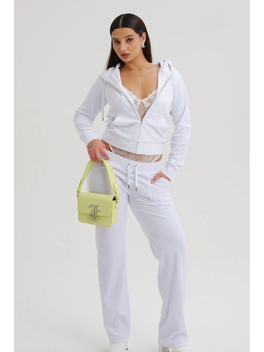 Juicy Couture Долнище на анцуг Велур Бял
