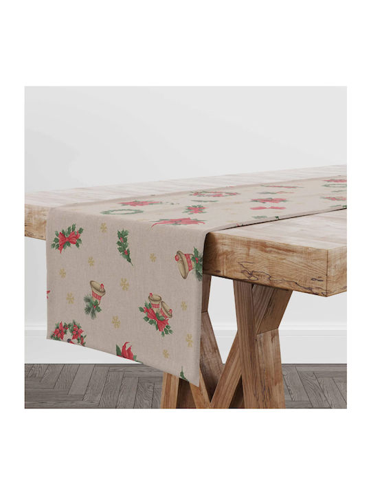 Ntampoudis Christmas Tablecloth Runner Beige 1pcs