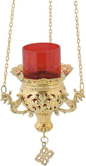 IconsGR Church Hanging Oil Lamp Metallic Gold plated Bronze 9699G