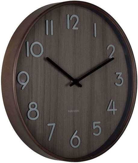 Karlsson Pure Стенен часовник Walnut Ø40см