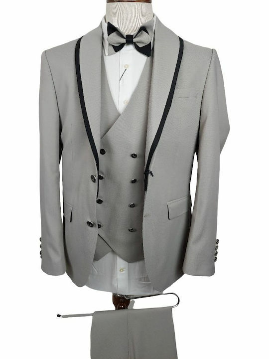 19V69 07.29 Men's Suit with Vest Grey
