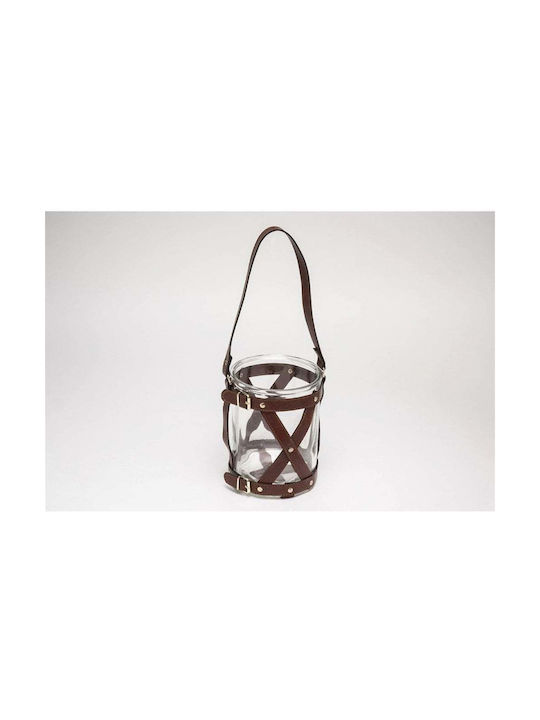 Glass Lantern Brown 13x13x23cm