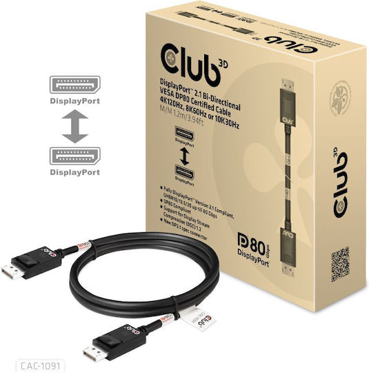 Club3D Kabel DisplayPort-Stecker - DisplayPort-Stecker 1.2m Schwarz (CAC-1091)