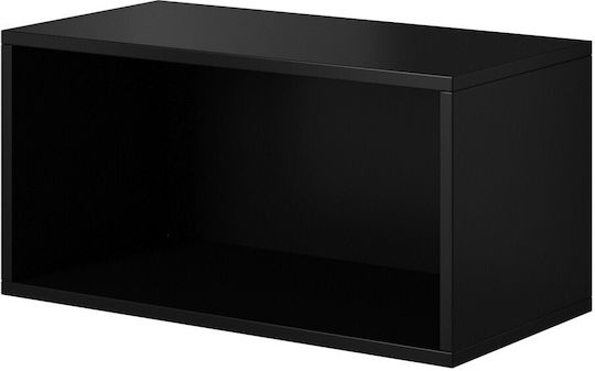 Roco RO4 Dulap Suspendat pentru Sufragerie din Placă Aglomerată Neagră cu Iluminare LED 39x75x37cm