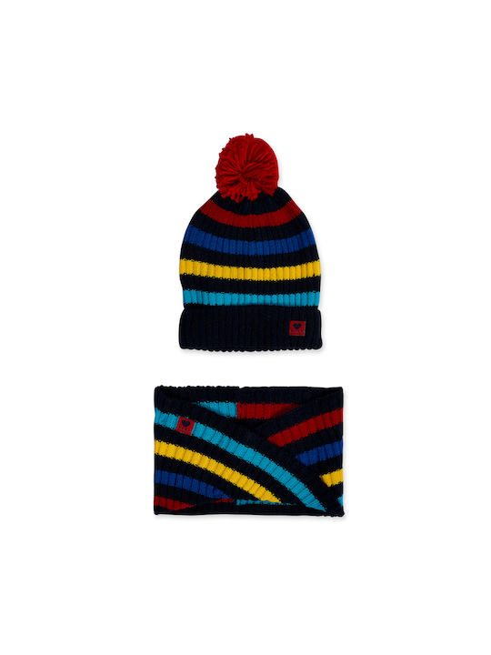 Tuc Tuc Kids Beanie Set with Scarf Knitted Multicolour