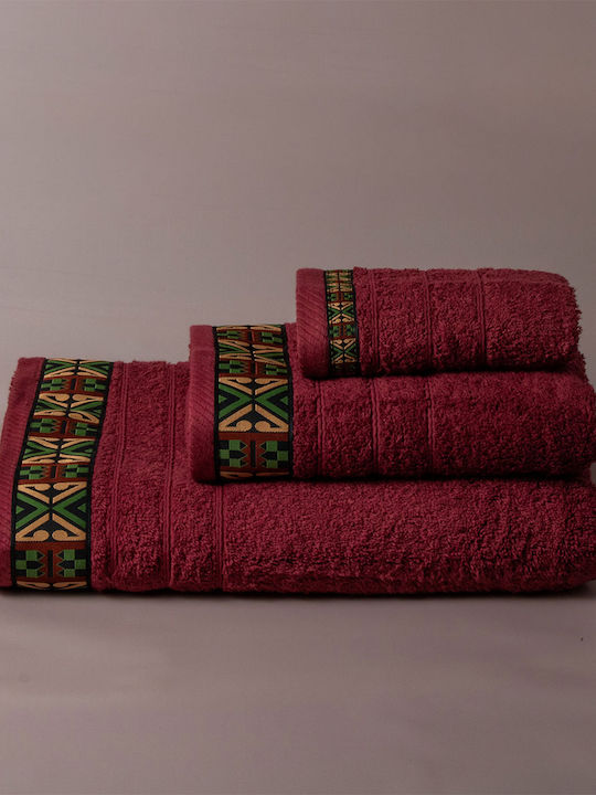 White Fabric Facecloth Perrin 50x90cm Burgundy ...