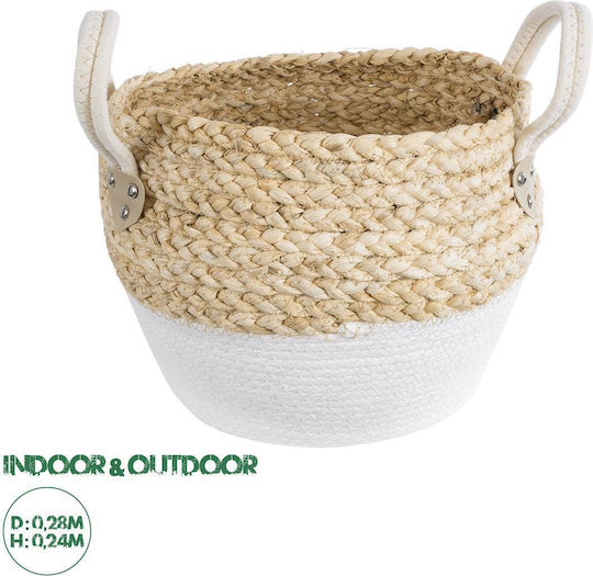 GloboStar Santorini Übertopf Rattan Beige 28x28x24εκ.